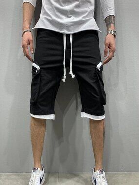 Men Casual Zipper Pocket Shorts Sport Joggers Pants Summer Gym Workout